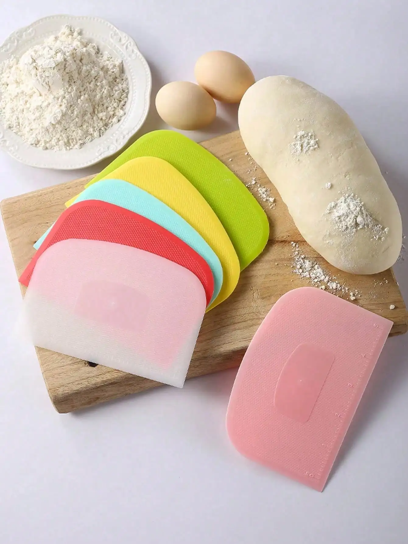 Bread Baking Kitchen Utensils - ชุดอุปกรณ์ทำขนม 3 ชิ้น: ไม้พายสำหรับทำขนม, ที่ขูดแป้ง, ที่ตัดแป้งพลาสติก,