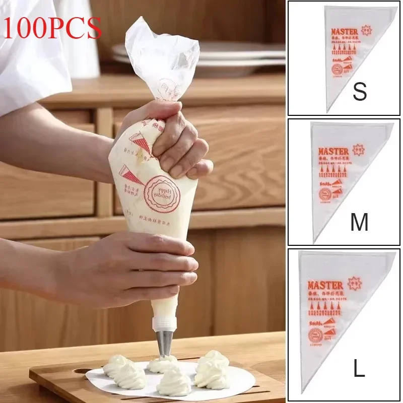 Piping Bag Disposable - 100 ชิ้นถุงขนมแบบใช้แล้วทิ้งเค้กครีมท่อสําหรับเค้กออกแบบเครื่องมือตกแต่งห้องครัวอุปกรณ์เบเกอรี่เบเกอรี่เครื่องมือ