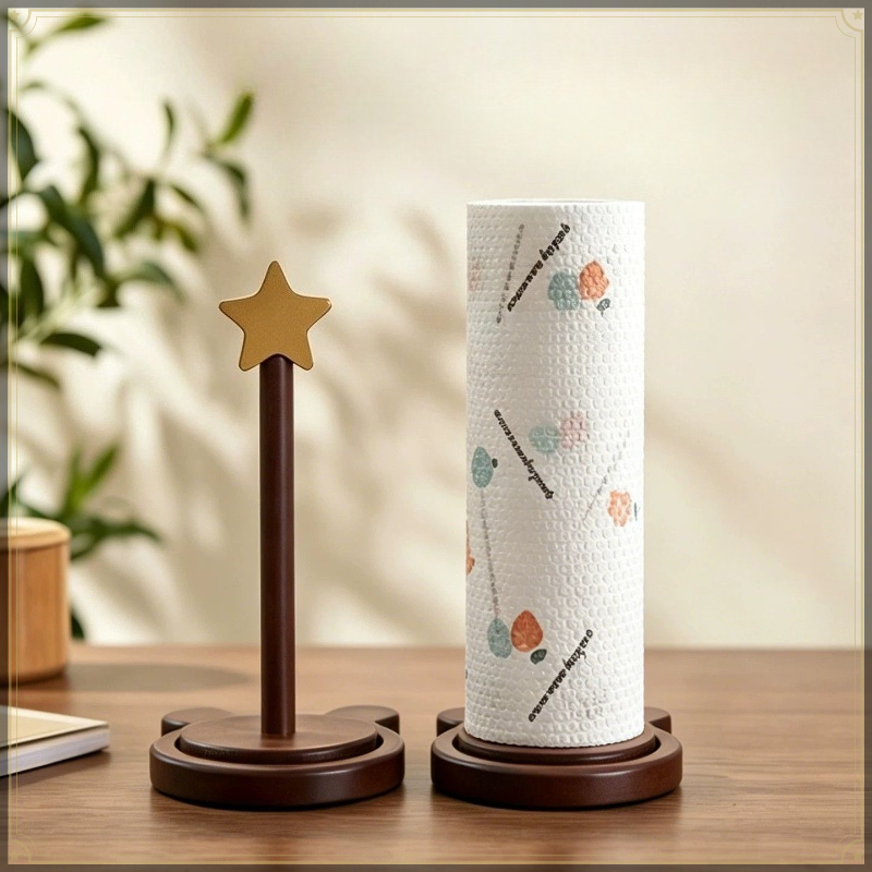 Kitchen Baking Paper Holder - ที่วางกระดาษครัวไม้ดีไซน์สร้างสรรค์อเนกประสงค์ ชั้นวางม้วนพลาสติกห่ออาหาร ที่เก็บกระดาษทิชชู่