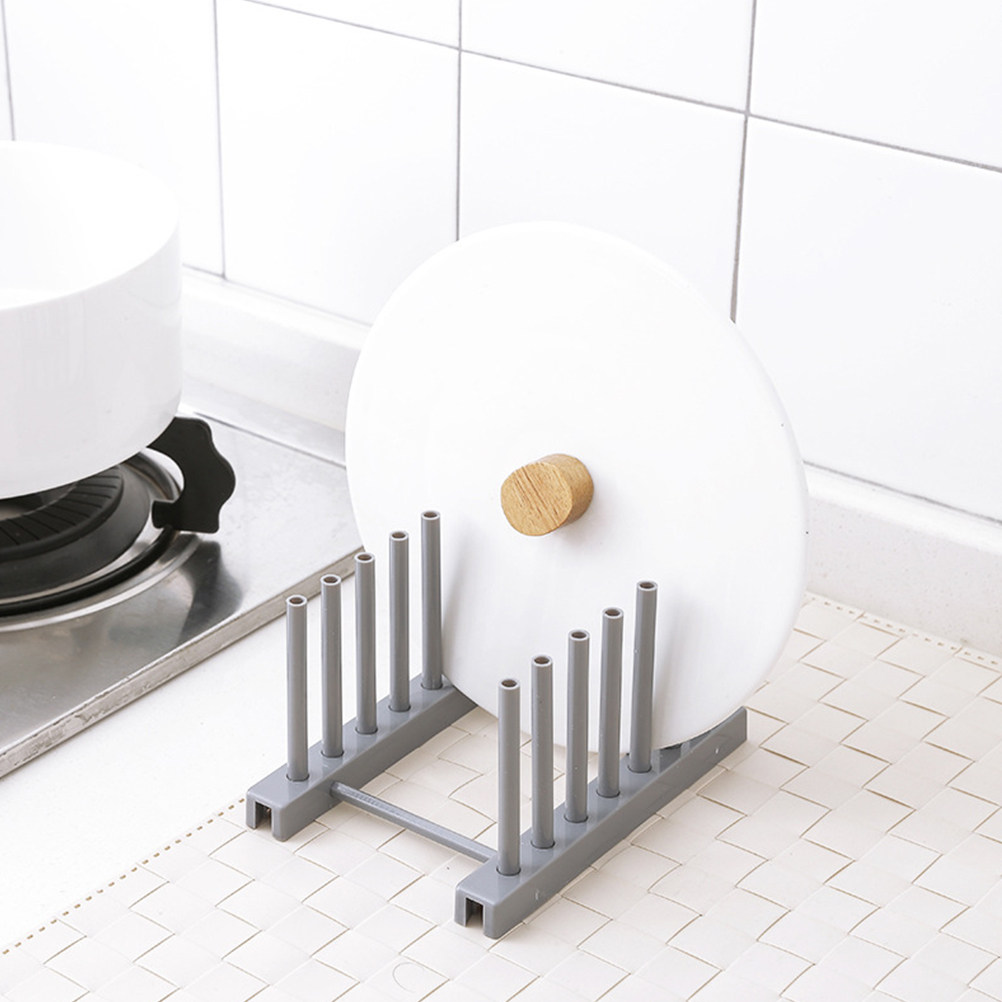 Kitchen Baking Cupboard - ชั้นวางจานพลาสติกสีเทา อุปกรณ์จัดเก็บในครัวสำหรับจาน ชาม แก้ว ถ้วย ถาดอบ