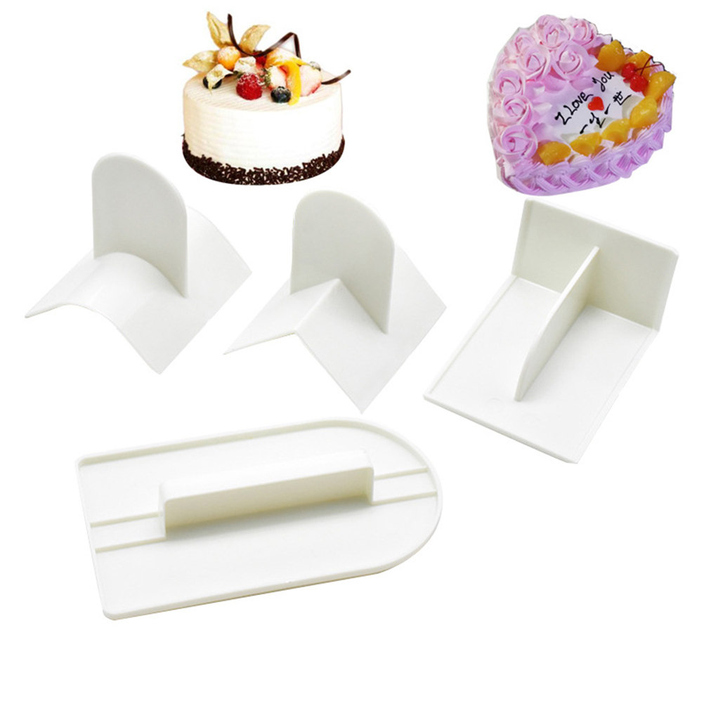 Fondant Smoother Set - ชุดเครื่องมือปาดหน้าเค้กสีขาว 4 ชิ้น สำหรับตกแต่งฟองดองท์ อุปกรณ์ทำขนม ปลอดภัยสำหรับเครื่องล้างจาน