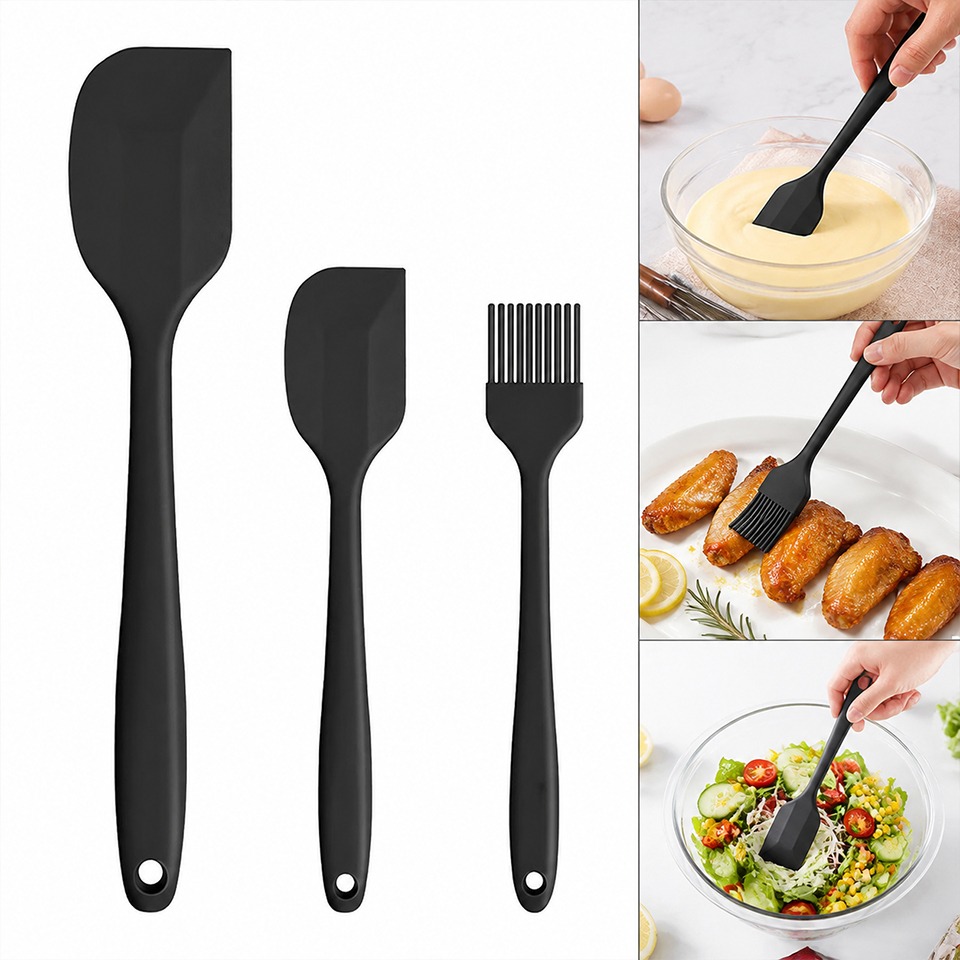 Bread Baking Kitchen Utensils - ชุดตะหลิวซิลิโคน 3 ชิ้น ตะหลิวทำอาหารไม่ติดกระทะ อุปกรณ์ทำขนม เครื่องมือปาดเค้ก