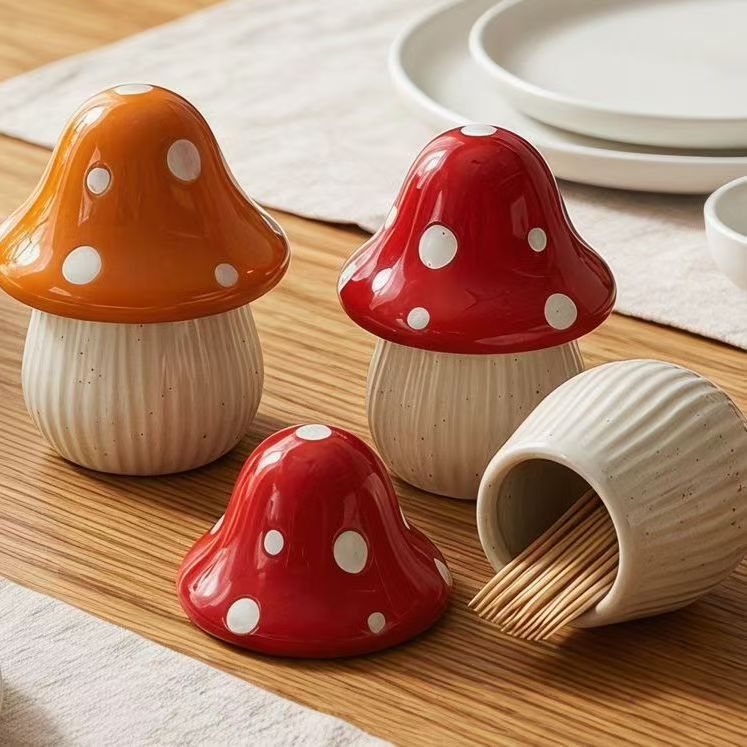 กระปุกเซรามิคลายการ์ตูนรูปเห็ด - Kitchen Baking Storage บทวิจารณ์และราคา