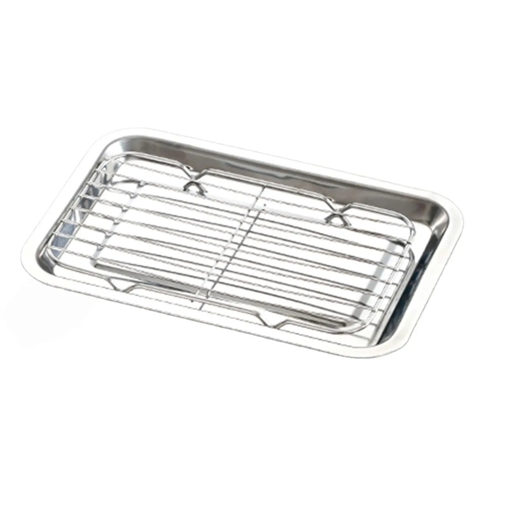 ถาดอบสแตนเลสพร้อมตะแกรงระบายคว - Kitchen Baking Tray Set บทวิจารณ์และราคา