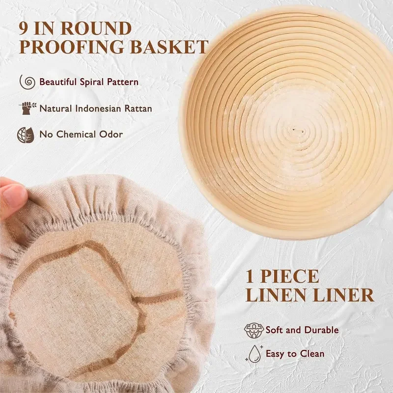 ชุดอุปกรณ์ทำขนมปังซาวโดว์แบบมื - Proofing Basket Banneton บทวิจารณ์และราคา