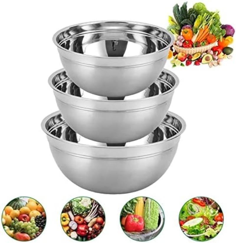 ชามสลัดสแตนเลส ชามผสมอาหารป้อง - Bread Baking Kitchen Utensils บทวิจารณ์และราคา
