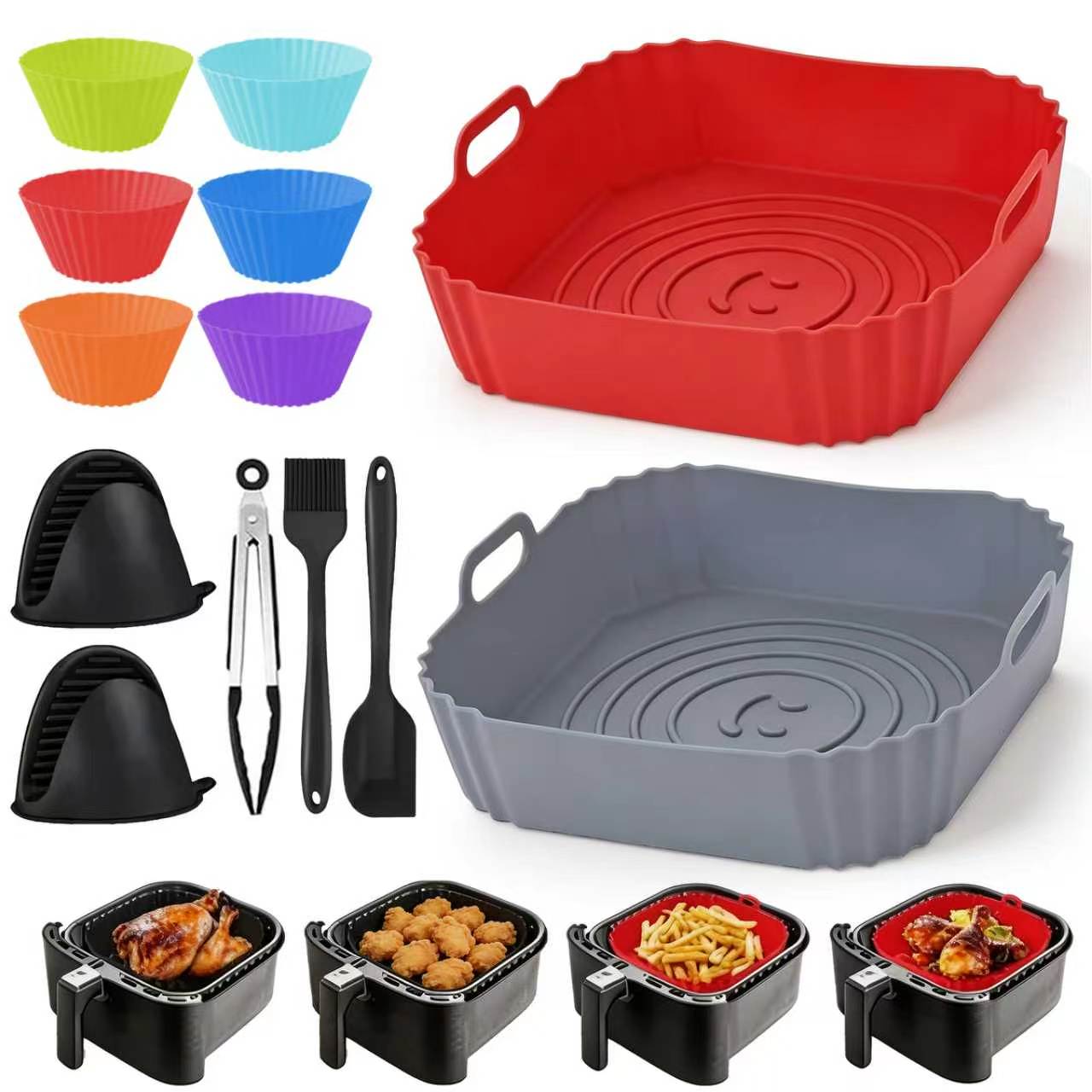 ชุดตะกร้าซิลิโคนสำหรับหม้อทอดไ - Kitchen Baking Tray Set บทวิจารณ์และราคา